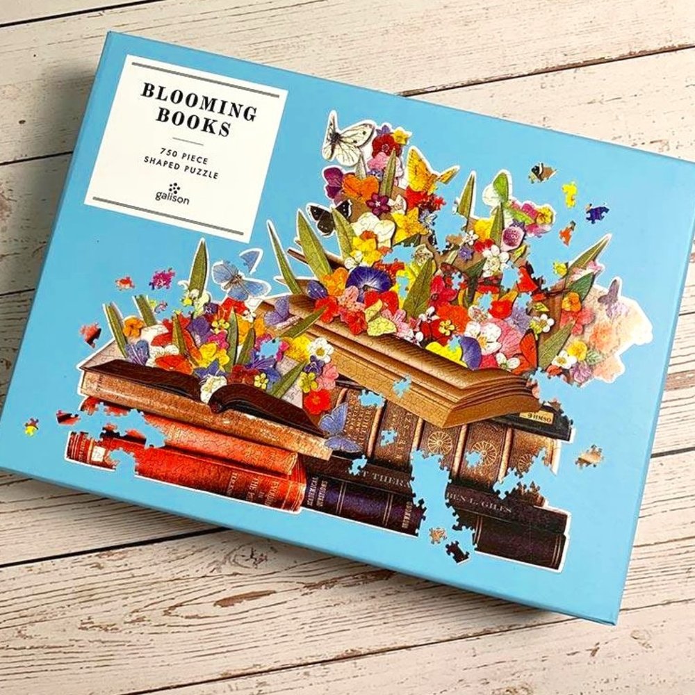 Galison Blooming Books Shaped Jigsaw Puzzle